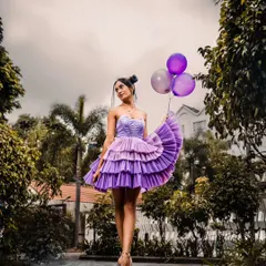 Another favorite from the purple fairy series, surrounded by greenery. This playful and dreamy style is a part of my personality.