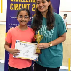 A proud moment for this young champion at the Challenger Circuit 2025. Her smile says it all, a perfect reward for her hard work and dedication.
