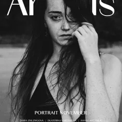The cover shot for Artells magazine. This raw, black and white beach portrait captures a feeling of untamed beauty, perfect for a powerful magazine cover.