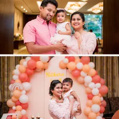 A happy family portrait and a mother-daughter moment in front of a beautiful balloon arch. We document both posed family photos and candid interactions at birthday events.