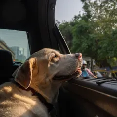 Capturing their favorite things, like the feeling of the wind in their face during a car ride. This senior dog looks so peaceful and happy, enjoying one of life's simple pleasures.