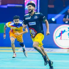 Hrushikesh Murchavade of the Mumbai Khiladis, focused and ready for action. We train our players for the intensity and pressure of professional sports.