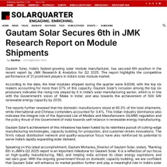 We are proud to have secured the 6th position in India’s solar module shipments for Q2 2025, as reported by JMK Research & Analytics. This milestone reflects our focus on high-quality manufacturing and customer-driven innovation.