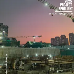An evening shot of the Sejal City construction site. The work continues as the sun sets, with the core structures beginning to take shape. What is invisible below ground today will soon support the iconic towers that will rise above the skyline.