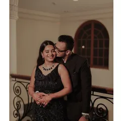 A sweet, romantic moment. This close-up shows the soft glam details of Isha's engagement party makeup, which complemented her sparkling navy dress.