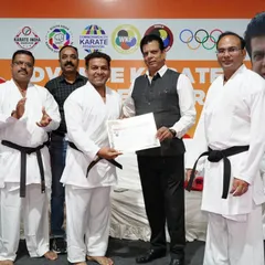 Another participant being awarded a certificate at the Kumite seminar. These events help elevate the technical skills within our karate community.