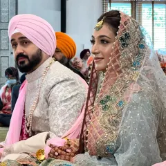 A wedding is a personal story, and the groom's attire should be a reflection of that. Here is a client on his special day, wearing a bespoke sherwani in soft pastels with refined, tone-on-tone detail. It’s a perfect balance of tradition and modern grace, designed for presence, not just display.
