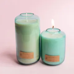 This is the Bahama Breeze scent from my Volumetric Curve collection, shown in two sizes. The beautiful seafoam green color and refreshing fragrance are inspired by nature and designed to uplift your ambiance.