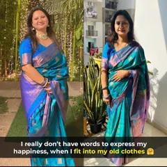 The joy of fitting into an old saree is a feeling that can't be measured in kilos. This is what sustainable progress looks like.