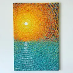 'ScapeLand' is an abstract landscape created with a palette knife. It's an invitation to break from monotony and see the world differently, reimagining a familiar sunset over water with texture and unconventional patterns.