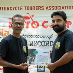 A proud moment as one of our members receives his India Book of Records certificate at the MotoCamp felicitation ceremony.