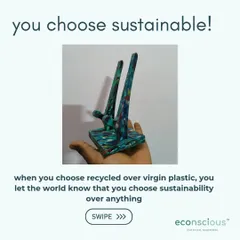 This mobile phone stand is another example of practical design from recycled plastic. Its unique pattern ensures that even a simple utility item can be a piece of art.