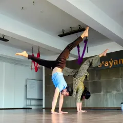 A memory from our 12 years at Aayana. A beautiful synchronized handstand, celebrating years of practice and partnership.