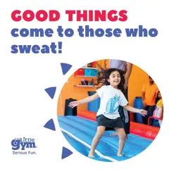 Experience the energy of our parties. Here, a child enjoys our inflatable AirTrack, a safe and exciting feature that allows kids to jump, bounce, and burn off energy in a structured environment. It's 'Serious Fun' in action.