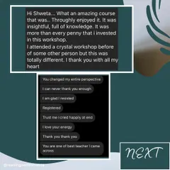 "You changed my entire perspective. I can never thank you enough." This client's powerful testimonial after my crystal workshop shows the profound shifts that can happen when you open yourself up to this work.