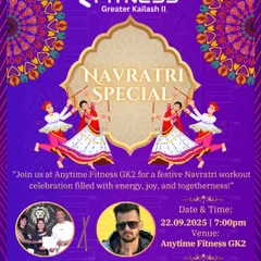 Another poster for our Navratri celebration, this time with coaches Vaishali and Siddharth. We promise a festive workout celebration filled with energy, joy, and togetherness.