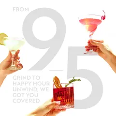 This graphic perfectly captures the transition from the 9 to 5 grind to happy hour unwinding. I've got you covered with a wide range of cocktails to celebrate the end of the workday.