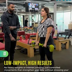If you're looking for a low impact, high result workout, Pilates is for you. We focus on controlled movements that strengthen and tone your entire body without putting stress on your joints.