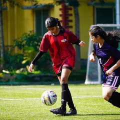 Our U-15 girls in action during the Kickstart Inter-School tournament. We provide competitive platforms for young players to test their skills and build match experience.