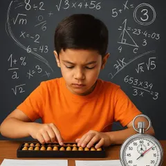 I love seeing the focus and speed my students develop. Here, a young learner is completely absorbed, using the abacus to solve complex problems against the clock. This is how we turn math anxiety into math confidence.