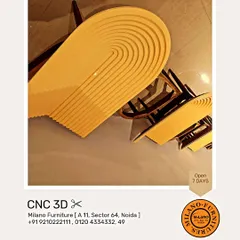 We specialize in furnishing complete builder flats and villas. This image of a CNC 3D cut table highlights our ability to create unique, custom pieces that help developers showcase their properties in the best light.
