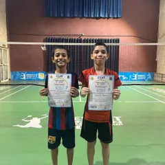 Our under-13 doubles team after reaching the semi-finals in the 36th Thane District Tournament. We are proud of their performance and teamwork.