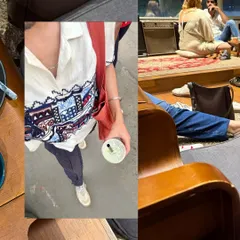 A collage capturing the vibe of a weekend hangout. It mixes my outfit of the day with a candid shot of friends chilling at a cafe, telling a story of relaxed socializing.