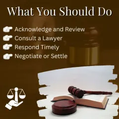 The correct course of action is to first acknowledge the notice, then immediately consult a lawyer. I will help you draft a timely response and explore options to negotiate or settle the matter.