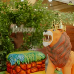 The king of the jungle deserves a crown. This roaring lion statue was a centerpiece of our jungle-themed birthday decor, creating a perfect photo opportunity.