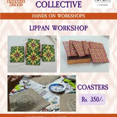 Discover Lippan art, the traditional mud and mirror work from Kutch. This workshop teaches you how to create beautiful, textured coasters using simple materials, a perfect introduction to this earthy craft.