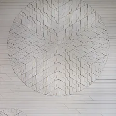 This intricate wall composition weaves a story of order and rhythm. Inspired by the language of lines and the balance of form, the piece reveals a layered geometry that shifts with every gaze, creating a quiet dialogue between structure and subtlety.