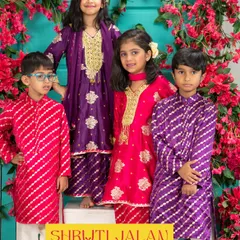 Nothing makes a festival more special than seeing siblings celebrate together. I love creating these coordinated looks in rich jewel tones, like these fuchsia and purple sets, perfect for making Rakhi or Diwali memories.