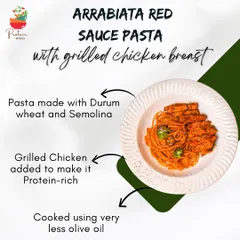 Elevate your meal with our new Arrabbiata Red Sauce Pasta with Grilled Chicken Breast. Made with durum wheat pasta and cooked in very little olive oil, it's full of bold flavors and wholesome goodness.
