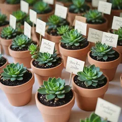 Personalization is key for wedding favors. These succulents in classic terracotta pots, each with a guest's name, are a thoughtful way to say thank you and give your guests a designated seat.