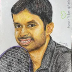 This commissioned portrait of former Indian badminton player Pullela Gopichand was my first artwork after an eye surgery, making it very special to me. Created with color pencils, it was a joy to work on this piece for an event at Walmart Global Tech India.