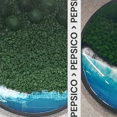 Another look at the custom Resin Ocean Collection for the PepsiCo building. We crafted 5 ft, 4 ft, and 3 ft pieces, each designed to add a modern, nature-inspired aesthetic to the office interiors.