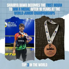 This is the result of dreaming big and working harder. We are incredibly proud that our player, Shaurya Bawa, became the first Indian to win a medal at the World Junior Championships in 10 years, placing him in the top 3 in the world.