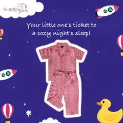 Our Dreamwear PJ set in classic red woven checks. This two-piece nightwear is made from natural cotton to ensure your little one has a cozy night's sleep.