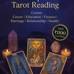 A promotional graphic for my Complete Tarot Reading service. It highlights the comprehensive nature of the session, covering all major life areas for a holistic guidance experience.