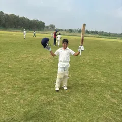 This is what it's all about. A 9-year-old student, Reyansh Kapoor, celebrating his maiden century after a fantastic innings. We believe in nurturing talent from a young age to help players achieve moments like these.