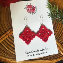 My bestselling Diamond Dangler earrings in a stunning bright red. They are lightweight and make a bold statement.