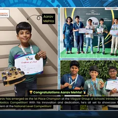 We celebrate every victory, big and small. Here’s our student, Aarav Mehta, after winning 1st place in a major robotics competition, showcasing the high level of skill and dedication our students achieve.