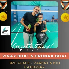 Congratulations to Vinay and Dronaa Bhat for their 3rd place finish in the Parent & Kid category. It's wonderful to see families training and competing together.