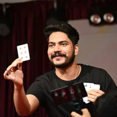 Performing a card trick during the first-ever cultural event at MKS School in Manipal. The warmth and hospitality I received here were truly special.