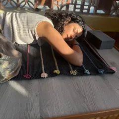 Happiness is a moment of complete surrender. Resting peacefully on the mat, soaking in the warm sunlight after a gentle practice.