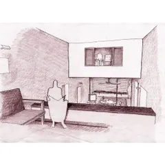 An early hand sketch exploring the interior of a split-level unit. Sketching is a critical part of our process for thinking through spatial relationships and human experience.