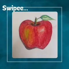 Another example of the amazing still life work from our students. This apple drawing showcases the student's ability to blend multiple colors to create a realistic, three dimensional effect.