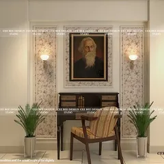 This is a 3D rendering of a reading nook inspired by Rabindranath Tagore. This visualization is a crucial step in my process, as it allows clients to see exactly how the final space will look and feel before we begin execution.