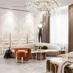 This bedroom is sculpted for serenity with soft curves and soothing vibes. From the walls to the ceiling, the seamless flow of curved forms and a contrasting sculptural chair bring a calm that you can feel.