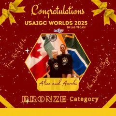 We celebrate our athletes who take on the world. This congratulatory post honors Alice and Aarohi for their performance in the Bronze Category at the USAIGC Worlds 2025, a huge milestone in their competitive careers.